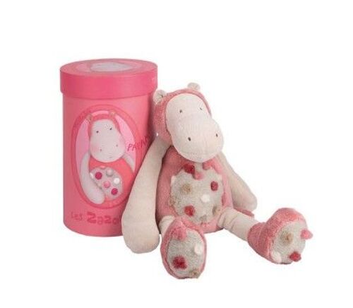 Doudou Le Petit Hippopotame Collection Les Zazous Moulin Roty Rose Gris Jouet Bebe Naissance Peluche Éveil Enfant Comfort Blanket Comforter Soft Toy 22 Cm