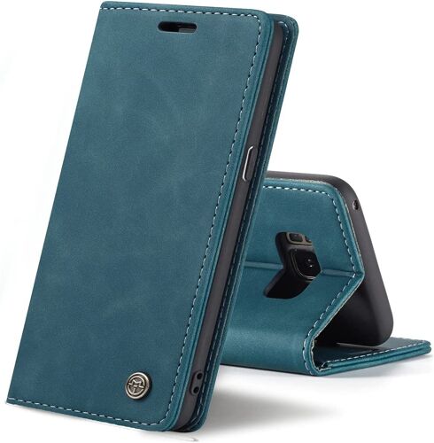 Coque Cuir pour Samsung Galaxy S8, Protection Housse en Cuir PU Portefeuille,Fermeture Magnetique,Fentes pour Cartes,Fonction de Support.-Bleu