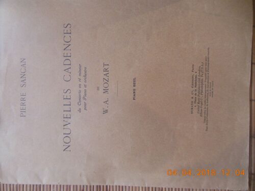 Nouvelles Cadences Du Concerto En Ré Mineur Pour Piano Et Orch De Mozart Piano Seul P Sancan Durand