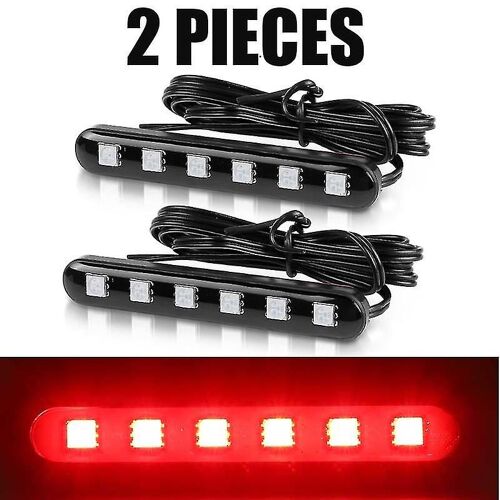 Moto Led Strobe Flash Light Rouge Queue Feux De Freinage Atv Utv Uaz Trailer 6led Warning Lights Plaque D'immatriculation Lampes Clignotant 2pcs