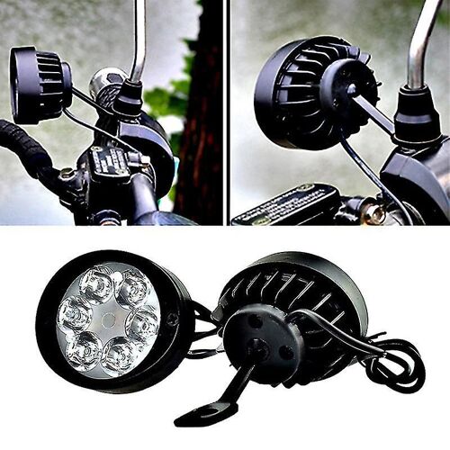 2pcs Set Moto Scooter Phare Brouillard Feux De Conduite Moto Lampe Frontale 6 Led Explorers 12v-85v Blanc Super Lumineux
