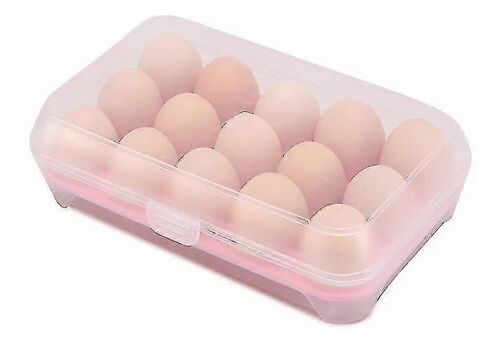 Cuisine 15 Compartiments Egg Carton Réfrigérateur Cooler Portable Picnic Egg Organizer Plastique Egg Carton (Rose) (1pcs)