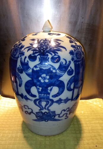 Pot À Gingembre En Porcelaine Chinoise Bleu Sur Céladon