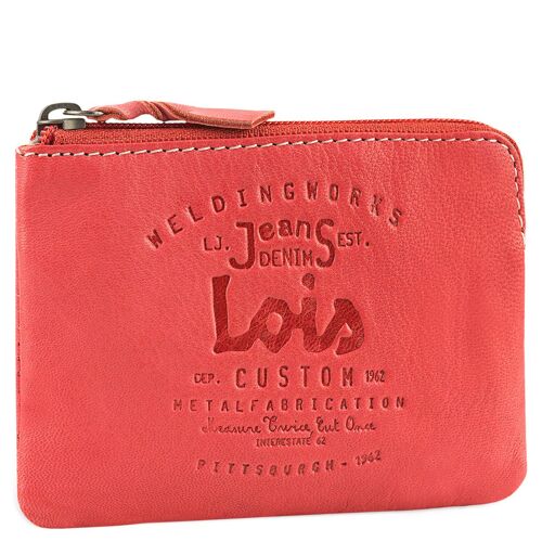 Pochette Porte-Monnaie Unisexe Cuir Véritable Avec Fermeture Éclair Et Porte-Clés Intérieur Avec Anneau. Poche Extérieure Zippée 11002