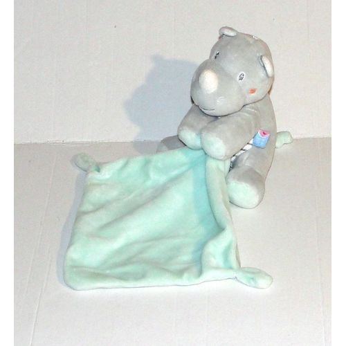 Doudou Rhinoceros Sucre D'orge Mouchoir Vert Pastel