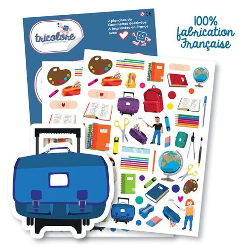 Gommettes - Ecole - Crayons - Cahier - Cartable - Rentrée Des Classes -110 Pièces