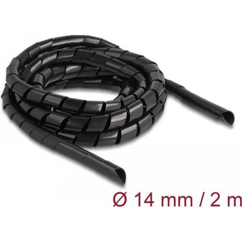 Delock Tuyau spiro flexible 2 m x 14 mm noir (0.20 cm), Gaine + protection pour câbles, Noir