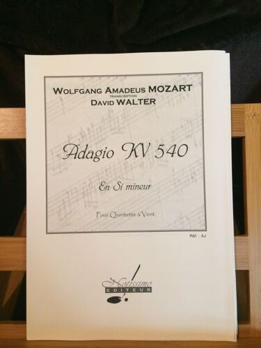 Mozart D. Walter Adagio Kv 540 Pour Quintette À Vent Partition Notissimo