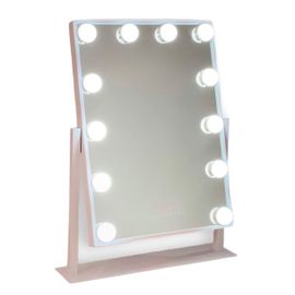 Flamingueo Miroir Maquillage Lumineux - Miroir Coiffeuse 12 Lumières, Miroir LED 3 Modes, Miroir Lumineux, Petit Miroir, Contrôle Tactile, Miroir Hollywood Coiffeuse, Miroir Grossissant