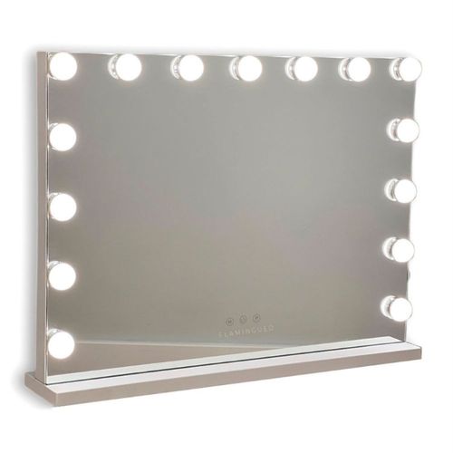 Flamingueo Miroir Maquillage Lumineux - Miroir Coiffeuse 15 Lumières, Miroir LED 3 Modes, Miroir Grossissant Lumineux USB, Miroir Mural LED, Contrôle Tactile, Miroir Hollywood Coiffeuse