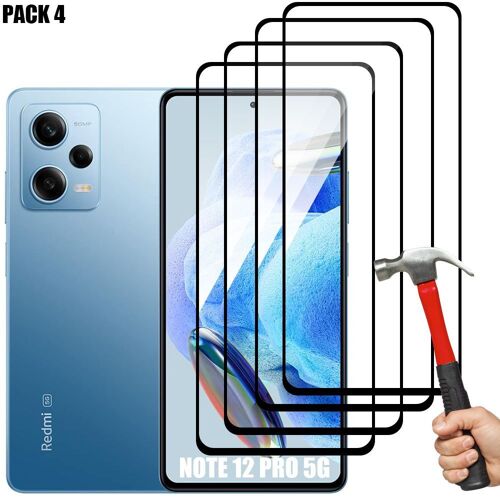 Verre Trempé Intégral Pour Xiaomi Redmi Note 12 Pro 5g - Pack De 4 Vitres Noir Anti-Trace - E.F.Connection