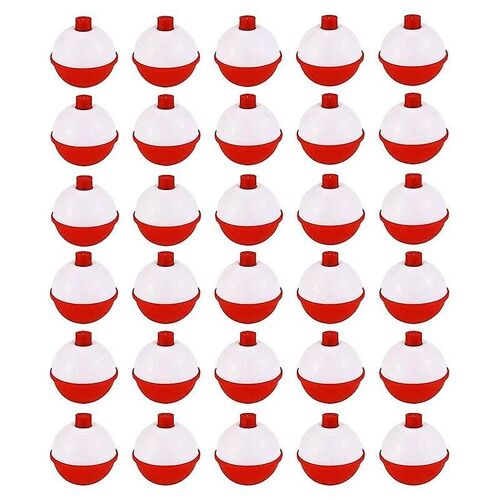 30pcs Pêche Bobbers 1 Pouce, Bouton-Poussoir Snap-On Pêche Flotteurs Bobber Rouge Et Blanc, Flotteur De Pêche