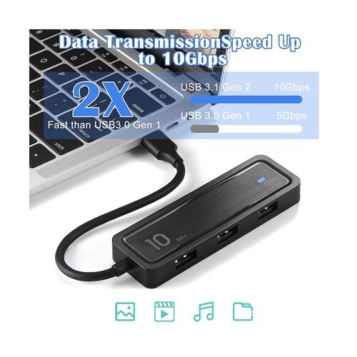 Adaptateur 10 Gbit/s de type C vers USB 3.2 Portable à transmission rapide 6 en 1 Hub réutilisable Lecteur de présentation