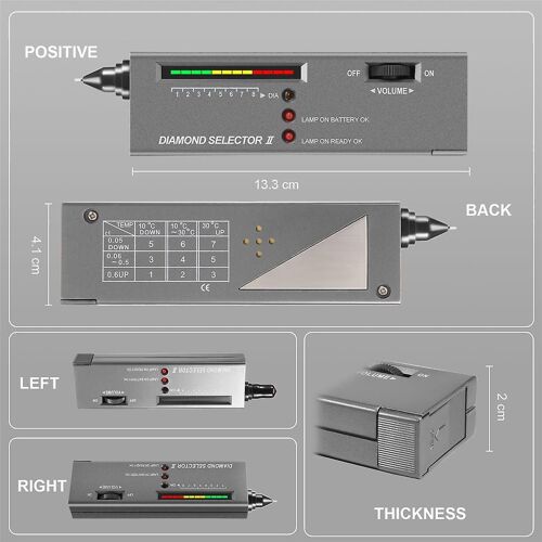 Stylo Testeur De Diamant, Testeur De Diamant De Bijoux De Haute Précision + 60x Mini Led Grossissant, Sélecteur De Diamant Professionnel