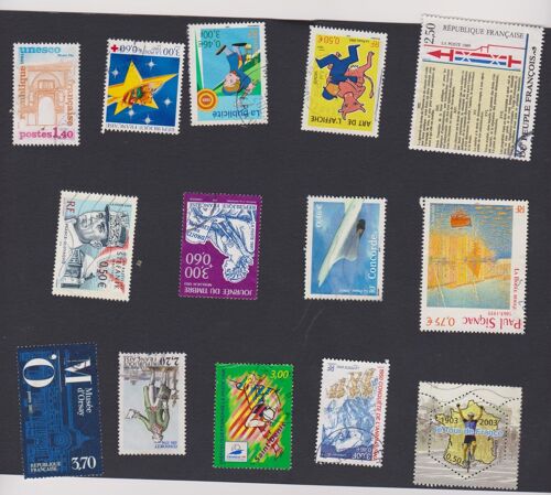 Timbre France Français Lot Divers Croix Rouge Unesco Tour De France Concorde....15 Timbres