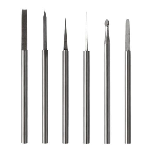 6 Pcs Tungstène Acier Gravure Sculpture Couteau Ensemble En Forme D¿Épée En Forme De 2.35mm Tige Olive Ambre Fraise En Bout De Routeur Bit