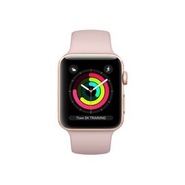 Apple Watch Series 3 (GPS) - Boîtier 38 mm Aluminium Or avec Bracelet Sport Sable Rose Taille 130-200 mm