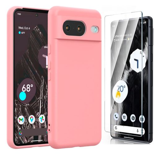 Coque Silicone Rose + Verre Trempe Pour Google Pixel 8 Little Boutik©