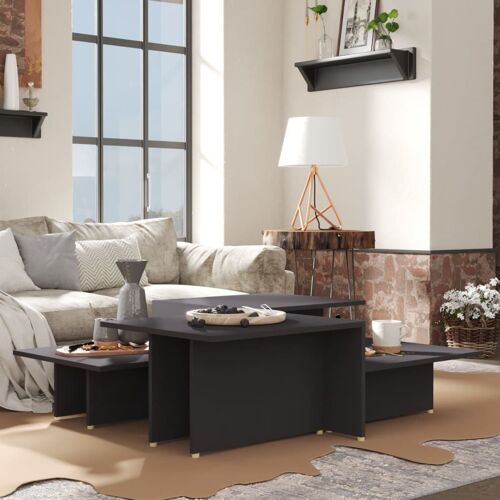 vidaXL Tables basses 2 pcs Gris 111,5x50x33 cm Bois d'ingénierie