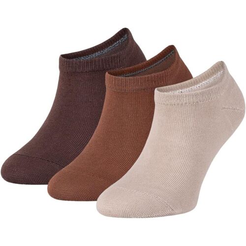 Zooksy Pack 3 Paires Chaussettes Courtes Coton Été Enfants 24-29 Beige Roux Brun