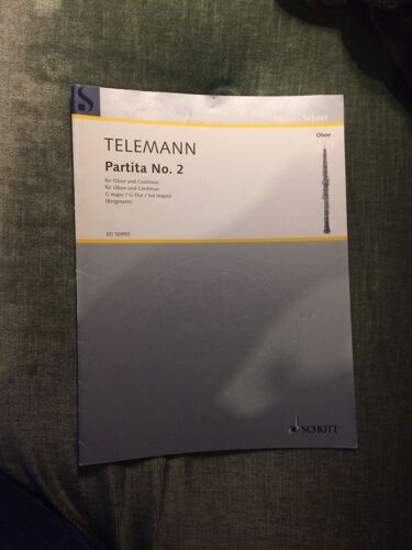 Telemann Partita N°2 Pour Hautbois Et Piano Basse Continue En Sol Majeur Partition Éditions Schott Ed 10950