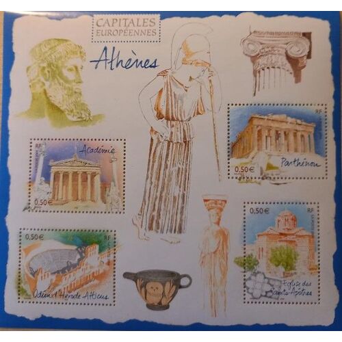 Bloc De 4 Timbres Neufs La Poste 2004, Athènes, Capitales Européennes, 0,50 Euro Chacun.