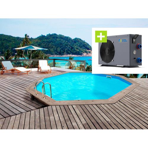 Piscine bois 'Venecia' - 5.80 x 1.31 m + Pompe à chaleur - Puissance 6.1 kW