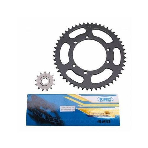 Kit Chaine Adaptable Peugeot 50 Xp6 Sm 1996+2001 420 13x52 (Alesage 100mm) Noir -P2r-