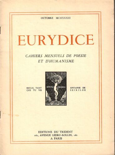 Eurydice N° 04 - Octobre 1933
