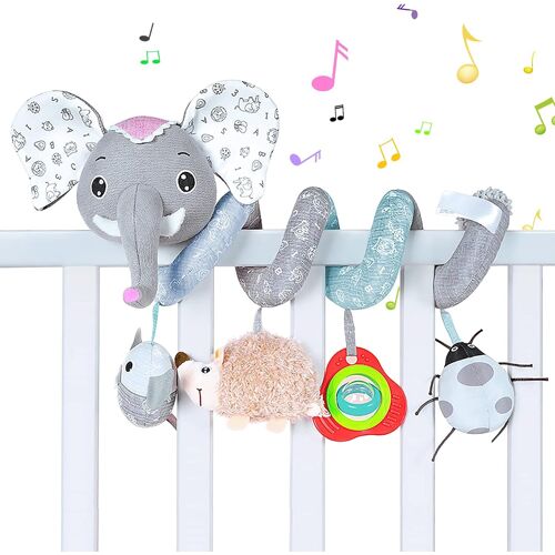 Bébé Jouet De Poussette,Spirale Jouets Lit Suspendu Jouet Avec Hochet Et Pendentif Bouton Pour Poussette/Siège Auto/Berceau Enveloppant,Éléphant