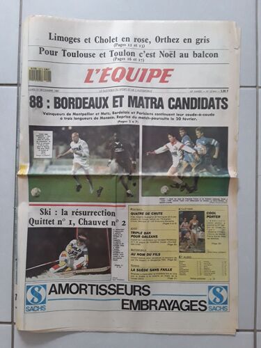 Journal L'Equipe 12944 - 21 Décembre 1987
