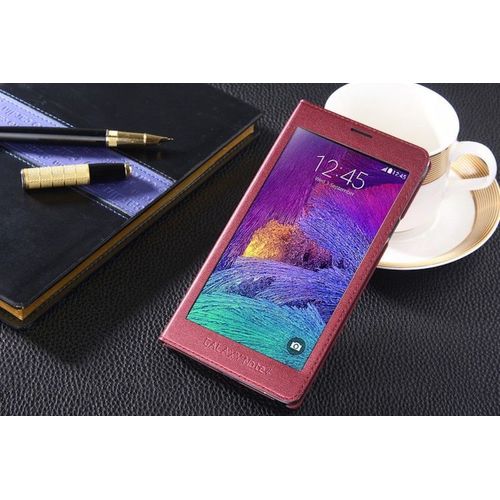 Etui A Rabat Samsung Galaxy Note 4 Etui À Rabat Rouge Big Window Cuir Simili (Pu)