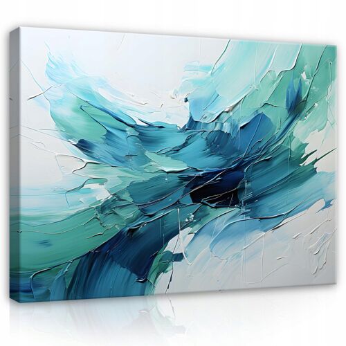 Impression sur toile abstrait bleu moderne 100x75 cm xxl tableau décoration deco murale intissée pour salon chambre cuisine