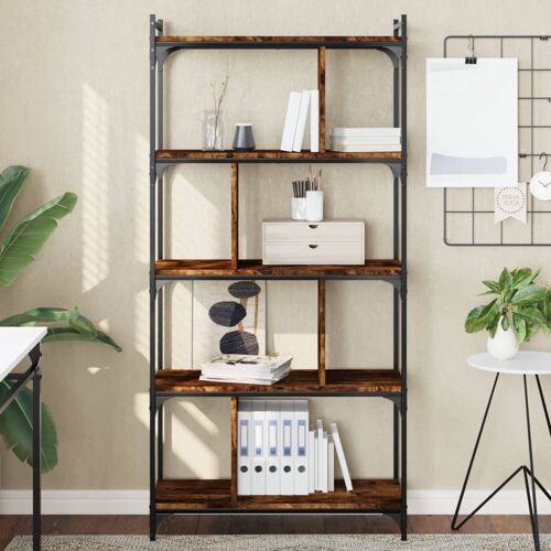 vidaXL Bibliothèque 5 niveaux chêne fumé 76x32x158cm bois d'ingénierie