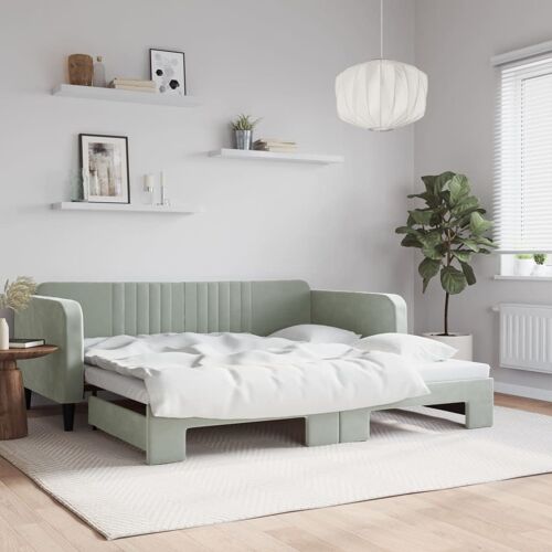 vidaXL Lit de jour avec gigogne sans matelas gris clair 100x200 cm