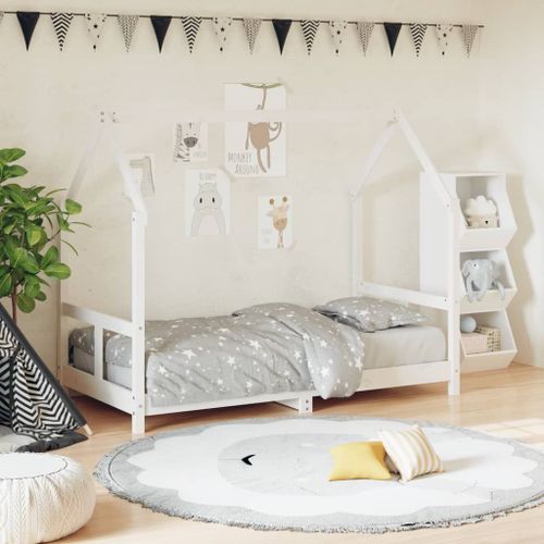 Vidaxl Cadre De Lit Pour Enfant Blanc 80x160 Cm Bois De Pin Massif