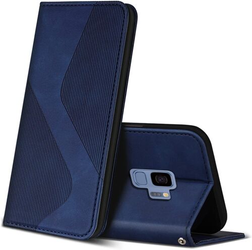 Coque pour Samsung Galaxy S9, Premium de [Emplacements Cartes] [Magnetique], Clapet Folio pour Samsung Galaxy S9 (Bleu)
