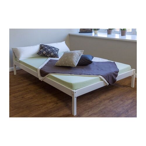 Lit En Bois Massif Lit Lit De 200 X 140 Blanc Nouvelle A Lattes Cadre