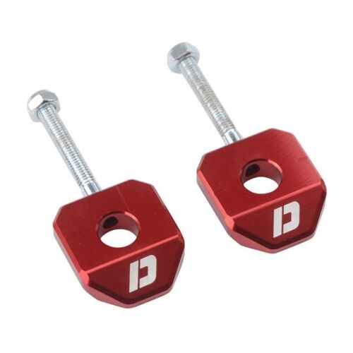 Tendeur Chaine Moto Alu Cnc Doppler Adapt. Derbi Senda (Axe De Roue 12mm) - Rouge (X2)