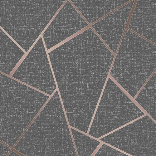Papier peint de fractale de quartz charbon de bois et cuivre fin décor FD42283