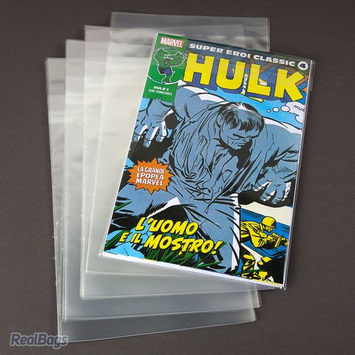 Comics 100 Pochettes De Protection Avec Rabat, Épaisseur 60 My 173x265 +50 Mm Rabat
