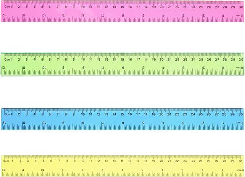 Kalanka-4 Pièces Règles En Plastique De 30 Cm, Colorées Et Transparentes Avec Pouce Et Métriques Pour Enfants, Écoles, Étudiants, Salle De Classe, Bureau