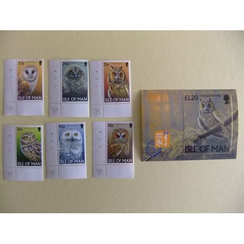 Isle Of Man 1997 Chouettes Et Hiboux Yvert 747 / 52 + Bloc 31 ** Mnh