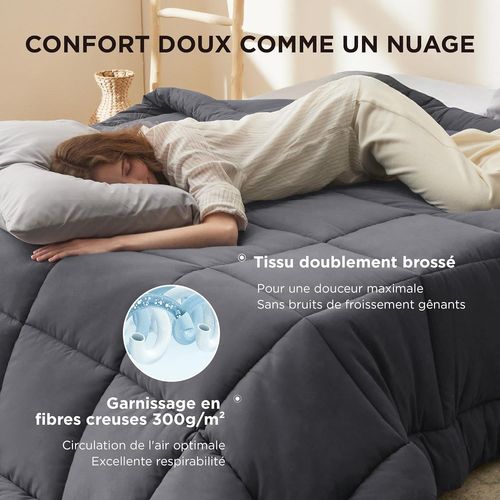Kalanka-Couette 135x200 Chaude - Couette Tempérée 300g/M², Couette 2 Personnes 200x135 Avec Onglets D'angle, Lavable En Machine