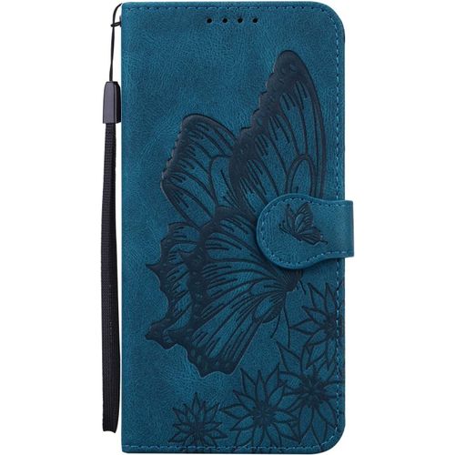 Coque Pour Xiaomi Redmi 10c Clapet A Rabat [2 Porte Carte] [Magnetique] Flip Cuir Case Motif Dr?Le Bumper Pu Kickstand Cover - Bleu