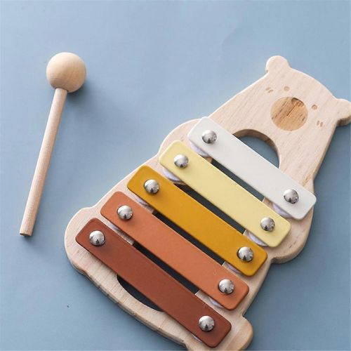 Bébé Instruments de Musique En Bois Jouets Multifonctionnel Ours Forme Xylophone Octave Jouer Ours Musical Jouets Cadeau