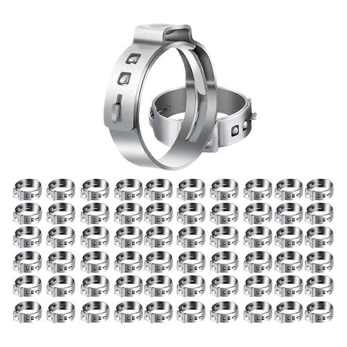 60PCS 3/4 pouces PEX colliers, colliers de serrage à oreille unique en acier inoxydable pour les raccords de tuyauterie PEX