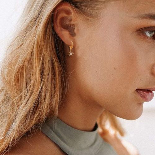 Tianyi-Petites Boucles D'oreilles Créoles En Argent Sterling 925 Plaqué Or 18 Carats Avec Oxyde De Zirconium Pour Femme Et Fille