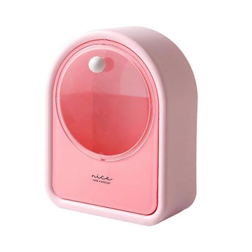 Boîte de rangement sans poinçon Organisateur mural Flip Adhésif Cosmétique Coton-tige Porte-coton-tige Home Rose
