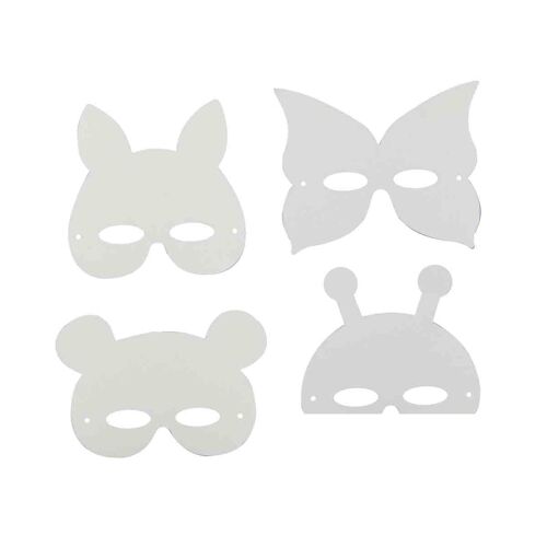 Masques Animaux Carton Blanc 17 X 22 Cm X 12 Pièces - Megacrea Diy